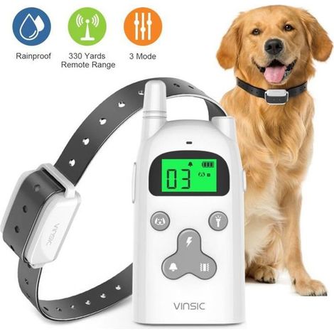 Collier De Dressage pour Chien, Colier Anti Aboiment Chien avec Télécommande et Ecran LCD 5 niveux de Vibration Choc Electrique Bip (1/4)