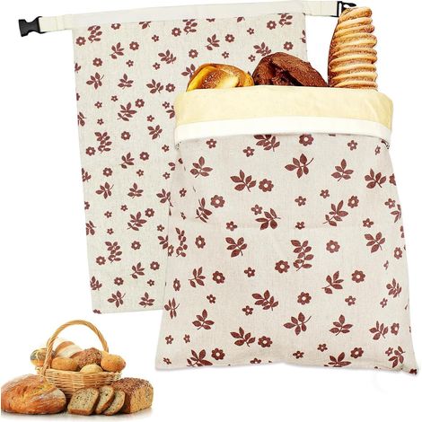 2 sacs à pain réutilisables en cire d’abeille 43x33 cm – Sac de conservation en coton naturel enduit de cire – Pour baguettes, pain artisanal et pain au levain (1/3)
