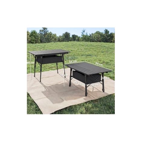 table repas pliante rangement 90 cm aluminium OKMYHOME (1/5)