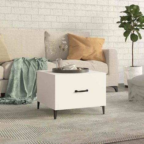 vidaXL Table basse avec pieds en métal Blanc 50x50x40 cm (1/5)