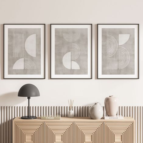 Lot de 3 Affiches / Posters Triptyque - Formes géométriques - 3 Affiches - 70x100 cm (Cadres non fournis) - Photo pleine page (1/5)