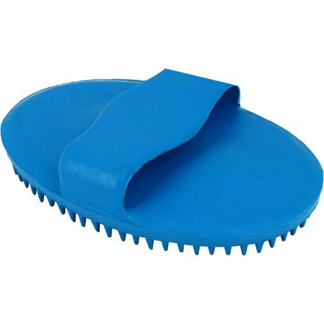 Étrille ovale en caoutchouc bleue