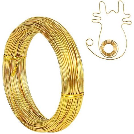 1mm Fil en Aluminium de Calibre 18Fil de Fer Souple Loisir Creatif de 50m pour Sculpture,Modélisme de Vélo,Fabrication de Bijoux,Or (1/5)