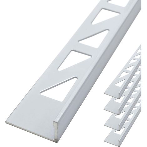 Dalsys Fliesenschiene Winkelprofil Aluminium (eloxiert, Fliesenprofil - Weiß 2,5m x 10mm, 5 Stück