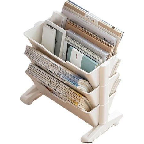 Étagère Mobile à 3 étagères, Rangement de Livres Moderne, pour CD/Magazine/Livres, Petite bibliothèque pour Salon, Chambre, Bureau à Domicile (Blanc) (1/4)