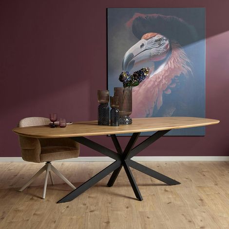 Table bois de chêne bords arrondis 200 cm LEXTON (1/5)