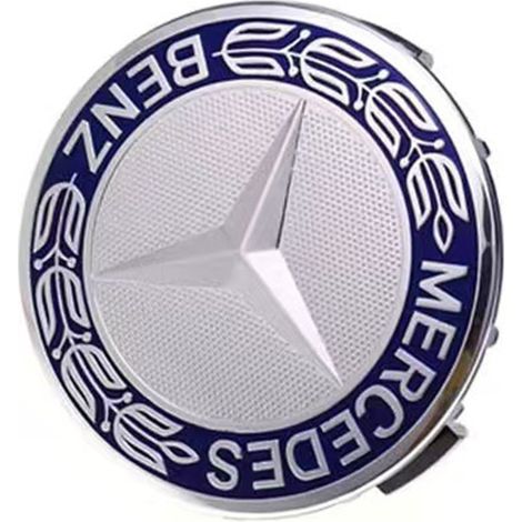 Lot de 4 Cache-Moyeux de Roue 75 mm pour Mercedes C E GLK GLC CLS ML ABR, Emblème Central de Jante Automobile Style Profonde, 4 Pièces Bleu Marine Or Argent Noir (1/2)