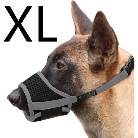 Muselière pour Chien - Nylon Souple - XL - Gris - Anti-aboiement - Réglable (1/4)