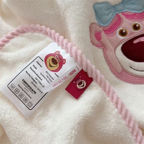 Lot de 2 serviettes de bain en dentelle de chanvre, douces et absorbantes, motif ours mignon, polaire corail blanche. (1/5)