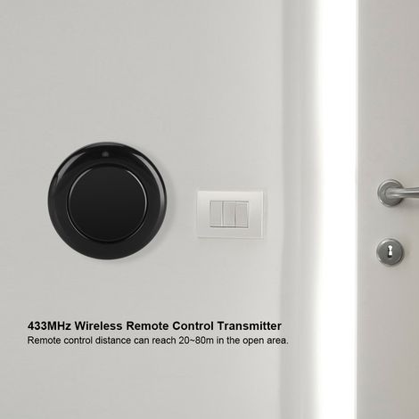 433-MHz-RF-Funkfernbedienung EV1527, runder Sender, 1 Taste, Wandmontage, Schwarz (1/5)