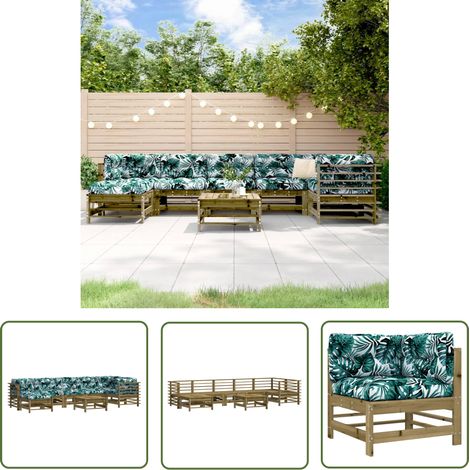 The Living Store 8-tlg. Garten-Lounge-Set mit Kissen Imprägniertes Kiefernholz - Gartengeräte - Gartenmöbel - Loungemöbel - Rattan Möbel - Holz Gartenmöbel (1/5)