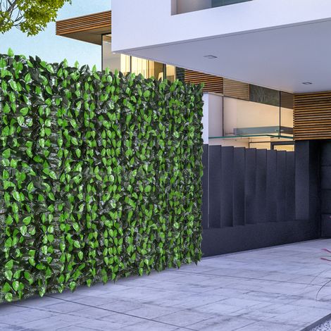 Outsunny Künstliche Hecke, 3 x 1 m, Sichtschutz für Balkon, Garten, Außenwand, dekorative Pflanze, PE, einfache Montage, Grün