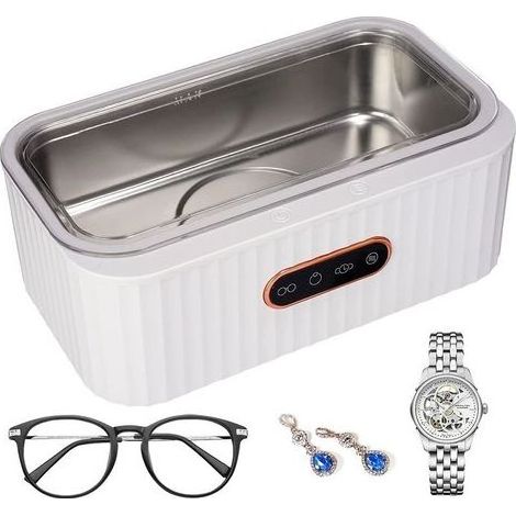 Limpiador ultrasónico de 400 ml – Frecuencia de 45 kHz – 4 modos de limpieza – Bandeja de acero inoxidable para joyas y vasos – 45 kHz (1/5)