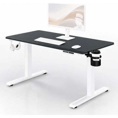 Elektrischer Schreibtisch mit Höhenverstellung ergonomisch weiß-anthrazit,1200x600 mm: ARIA