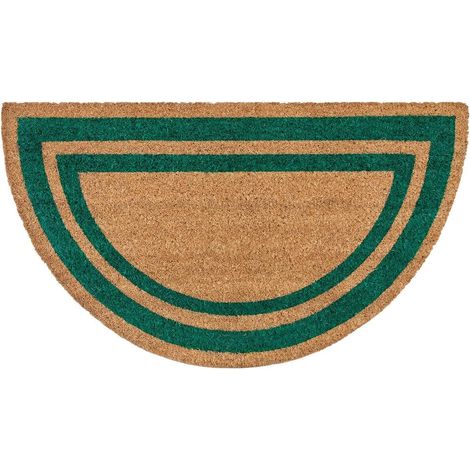 Zerbino Cocco Naturale Esterno Porta Entrata Retro Antiscivolo Tappeto Raschiafango Semiluna - Verde