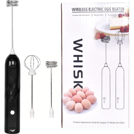 Mousseur à Lait Électrique, Mousseur à Lait Portatif, avec 2 Têtes de Mélange, Tête de Mélange en Acier Inoxydable, Chargement Usb, Réglage à 3 Niveaux, Adapté au Café, aux Œufs, à la Mousse de Lait (1/5)