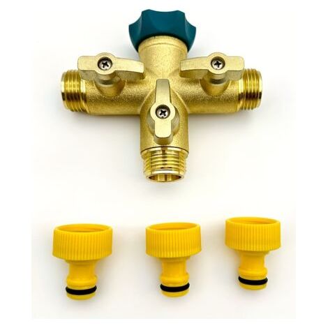 Diviseur de Jardin 3 Voies en Alliage d’Aluminium G3/4" – Connecteur Rapide pour Arrosage, Pelouse et Lavage de Voiture