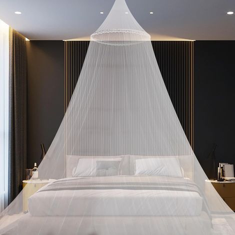 moustiquaire de lit,Lit Simple, Lit Double,Grand Moustiquaire pour lit, Ciel De Lit Adulte,Facile à Installer,pour Un Usage Domestique intérieur et extérieur pour prévenir Les moustiques.Blanc (1/5)