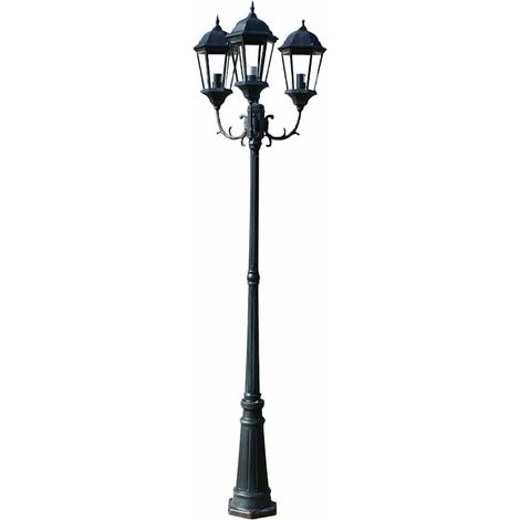 Garden Light Post 3-arms 230 cm Dark Green/Black Aluminium vidaXL