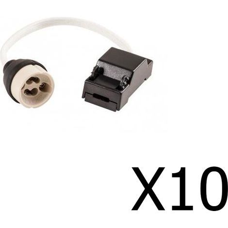 Pack 10 Douilles GU10 céramique avec connecteur rapide, longueur de fil 15 cm