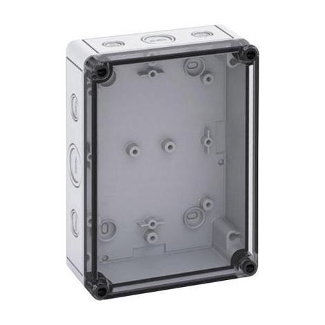 Spelsberg Caja vacía, transparente, tipo de protección IP66, resistencia al impacto IK07, clase de protección II, Ui 690V AC, tensión de aislamiento nominal 1000V DC, sin halógenos, 10601501