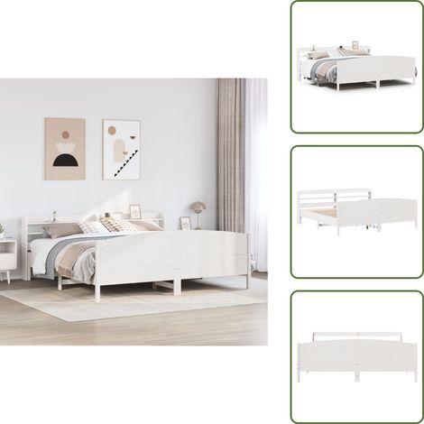 Letto con ripiani - vidaXL Giroletto senza Materasso Bianco 200x200 cm Legno Massello Pino - Letto in legno massello