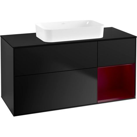 V&B Waschtischunterschrank Wandbeleuchtung Finion 120x60 cm, Reg re Peo, bla matt lacquer (1/2)