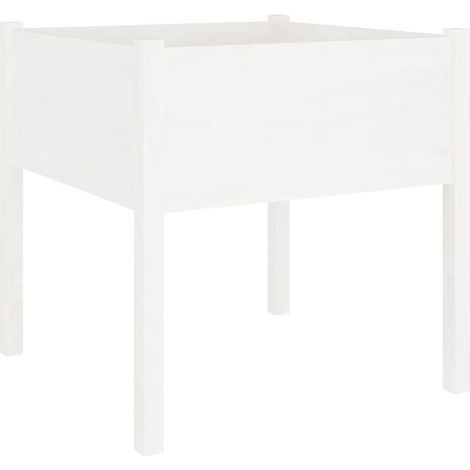 Pot de fleurs blanc, 70 x 70 x 70 cm, en pin massif (1/5)