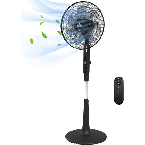Ventilateur sur pied silencieux avec télécommande, 3 modes, 28 vitesses, moustiquaire et oscillation, noir