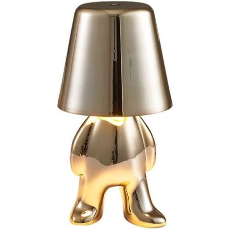 Lampe De Table Moderne Rechargeable LED Sans Fil, 3 Température De Couleur Réglable, Lampe De Bureau Portable En Métal Dimmable Touch Décoration Minimaliste Pour Restaurant/Chambre/Maison (Or-A) [Clas (1/5)