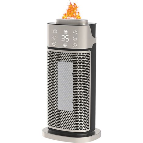 Radiateur colonne PTC à flammes 3D simulées avec humidificateur intégré Chauffage oscillant écran tactile, thermostat intelligent, minuterie ≥8h, 5 protections de sécurité, silencieux 36-45dB (1/4)