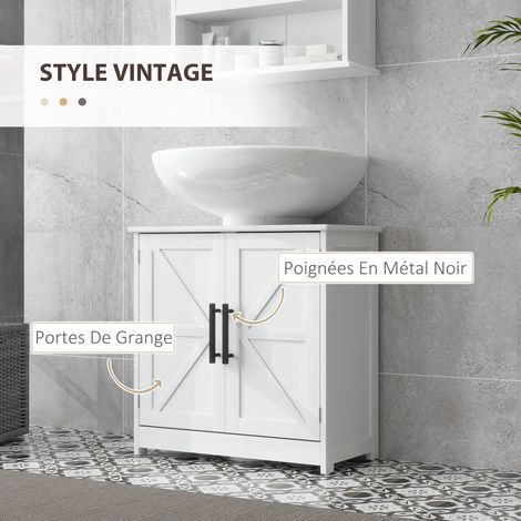Meuble sous lavabo 2 portes grange 60x30x60 cm blanc