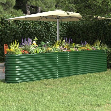 vidaXL Letto Giardino Acciaio Verniciato a Polvere 332x40x68 cm Verde