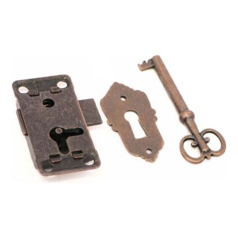 2 Pcs Serrure De Porte D'Armoire Antique Serrure Meubles Verrous Pour Placards DéCoratifs Serrure Avec Clé Trou De Serrure Pour BoîTe En Bois Bijoux Anciens Maquillage Valise Tiroir De Meubles (1/3)