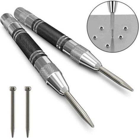 Set of 8 pieces Automatic punch, automatic center punch, spring-loaded center punch, automatic punch with adjustable impact force for wood, wall, metal, with change point in 2 (1/4)