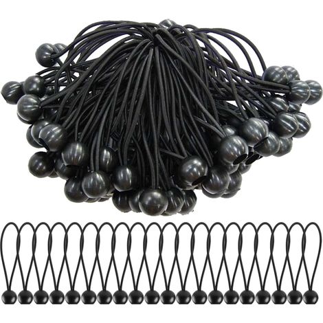 Lot de 30 sangles élastiques à boules, fixations extensibles pour bâches, tentes, banderoles, hampes, bâche de plein air Noir (1/3)