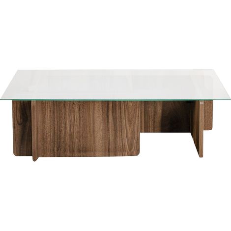 Table basse rectangulaire effet Noyer et verre 105 cm - Naelis