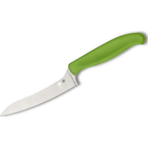 Spyderco STE-K14PGN Coltello da cucina multiuso con taglio a Z e punta a goccia 10,9 cm di lunghezza a lama liscia in acciaio CTS BD1N e manico in polipropilene verde
