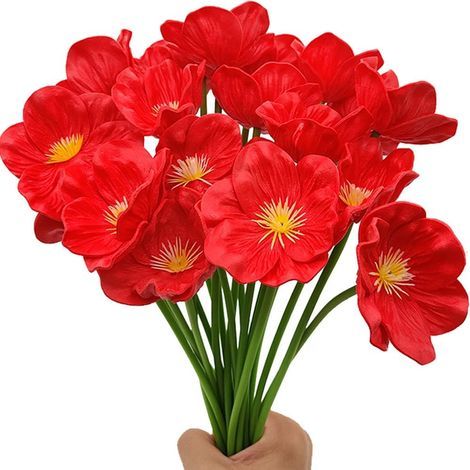 20pcs Künstliche Mohnblumen Faux PU Blumen Hochzeitsstrauß 33cm Höhe für Home Kitchen Esstisch Mittelstücke Dekoration (1/5)