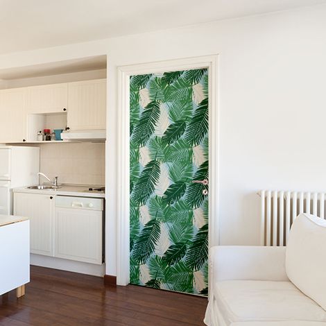 Sticker Porte Autocollant Décoratif Fougères WSH, 204 cm X 83 cm pour Décoration Intérieure, Idéal pour Portes (1/4)