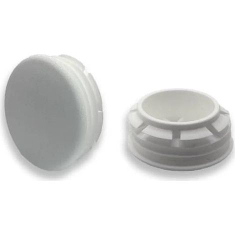 Ajile - Bouchon embout rond plat de finition BLANC pour tube de diam. 30 mm