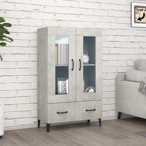vidaXL Buffet haut Gris béton 70x31x115 cm Bois d'ingénierie (1/5)