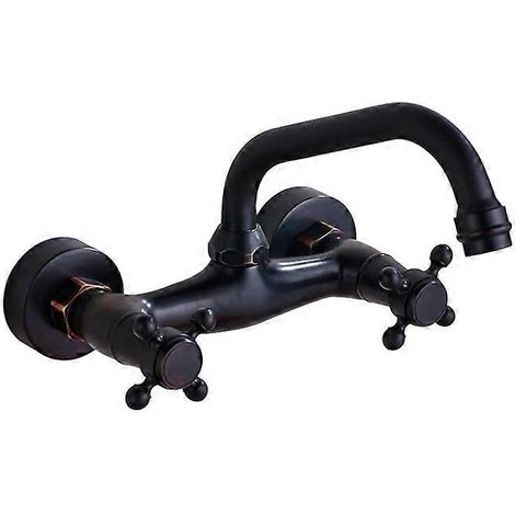 Robinet de cuisine en laiton antique, bec pivotant à 360°, mitigeur eau chaude/eau froide pour salle de bain et cuisine, robinet de piscine avec double poignée. (1/5)