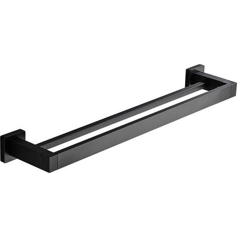 Porte-Serviettes Double Barre 40 cm en Acier Inoxydable, Support Mural pour Salle de Bain et Cuisine, 390g