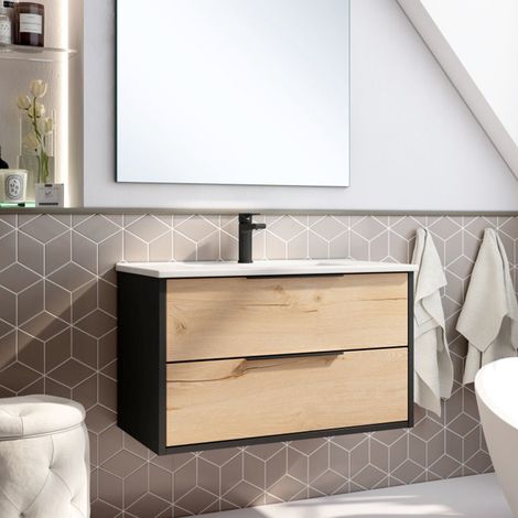 BATHME TWO Mueble de Baño con Lavabo 80 cm Negro - ref: CNB2NGRC+SA.LIECO8146