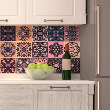 Sticker Mural Carrelage adhésif Cuisine Salle de Bain - 15 STICKERS CARRELAGES AZULEJOS TOLEDO - 15stickers10x10cm (1/5)