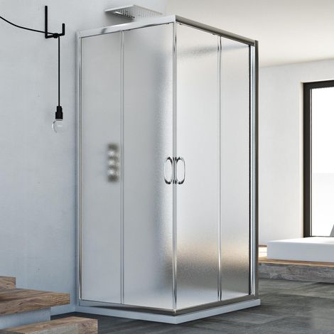 Box doccia 3 lati vetro stampato h 185 mod. Junior Trio 70x80x70 cm rettangolare