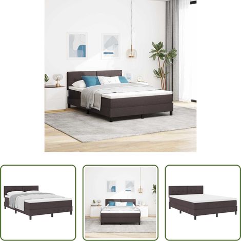 vidaXL Holzrahmen - Boxspringbett mit Matratze Dunkelbraun 140 x 190 cm Stoff (1/5)
