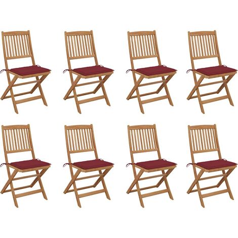Klappbare Gartenstühle mit Kissen 8 Stk. Massivholz Akazie (1/5)