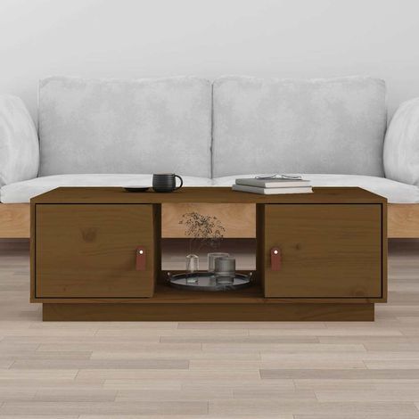 vidaXL Mesa de centro madera maciza de pino marrón miel 100x50x35 cm (1/5)